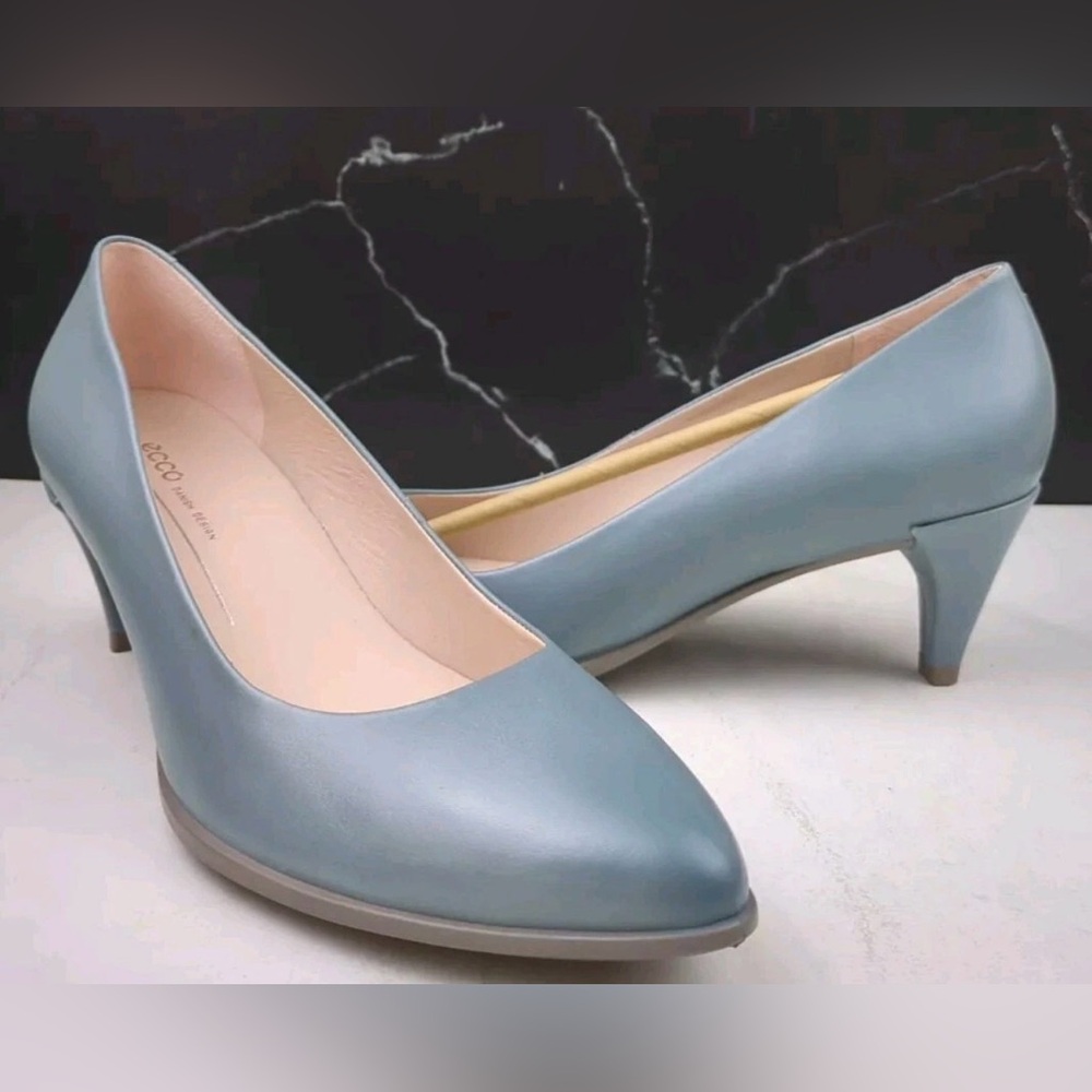 Ecco Women's Shape 45 Pointed Closed Toe Kitten Heel Steel Blue EU41/US 10-10.5 - Picture 2 of 9